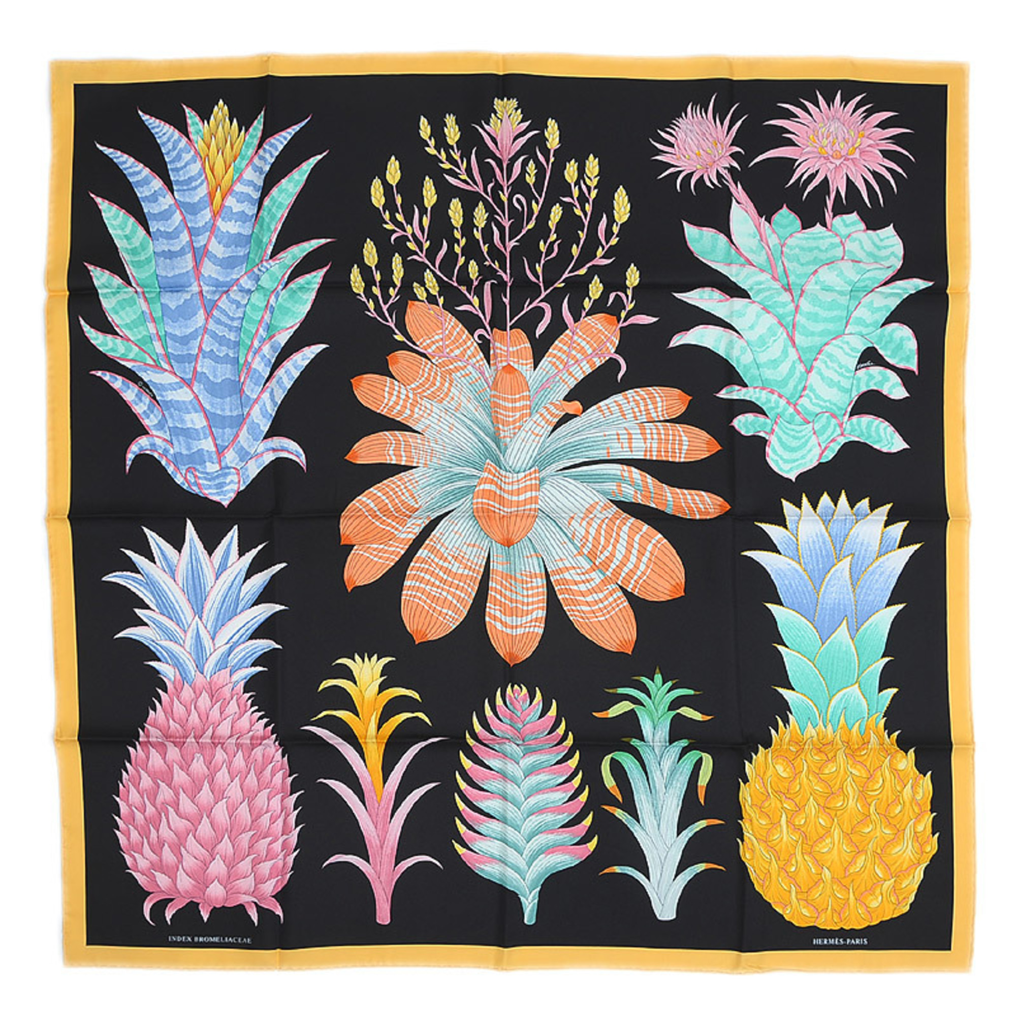Hermes Carre 90 Scarf Bromeliad Index Index Bromeliaceae BlackVeilMulti